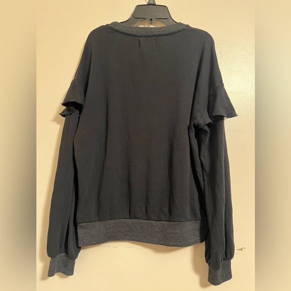 Nation Ltd Ruffle-sleeve Sweatshirt Women’s Size S Black Round Neck Long sleeve - Picture 3 of 12